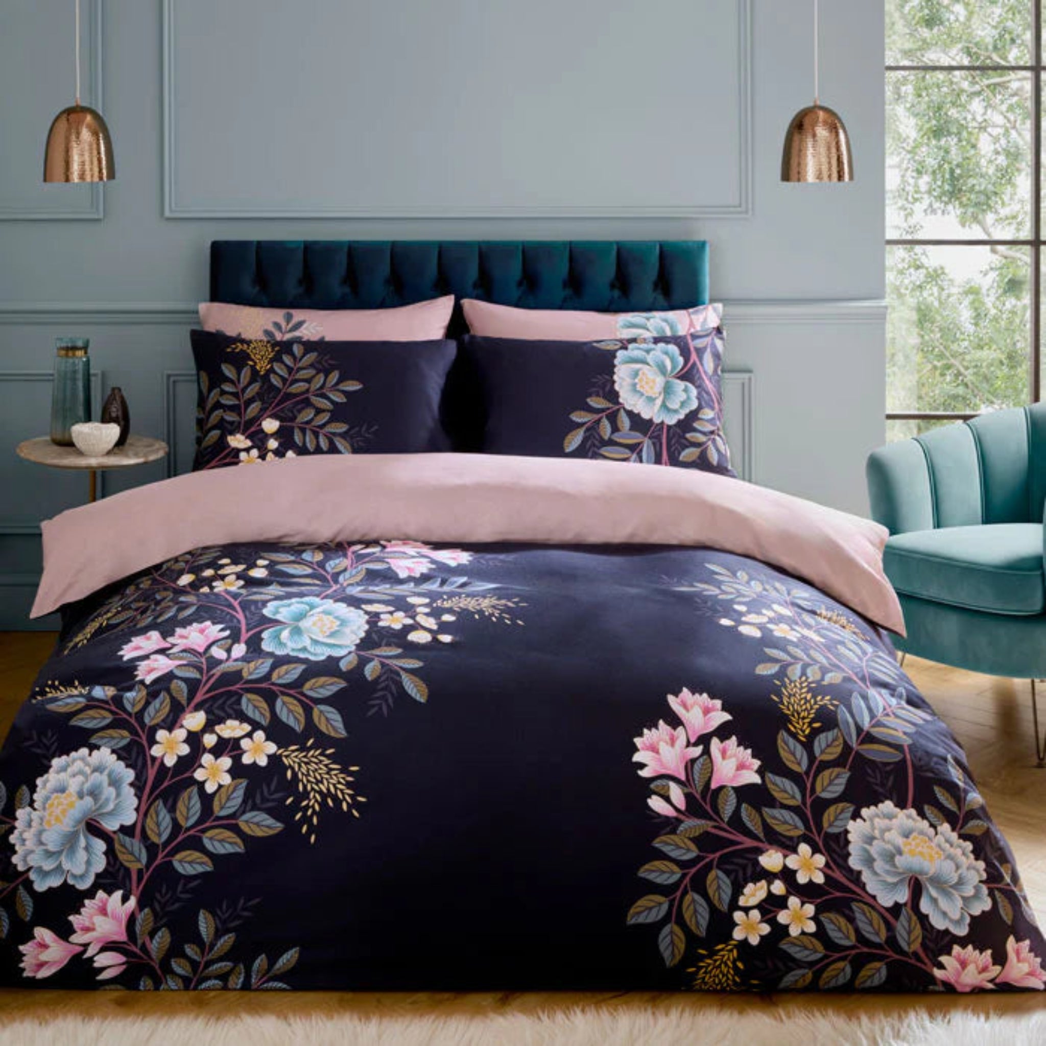 Sara Miller Oriental Blossom Reversible Duvet Cover Set