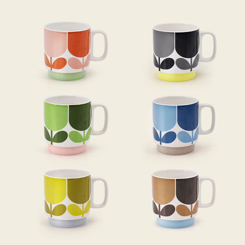 Orla Kiely Block Print Set of 6 Stacking Mugs