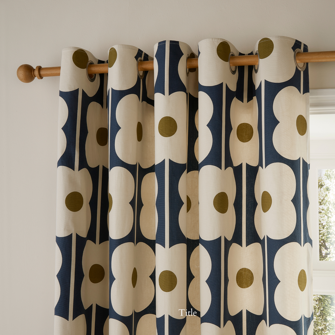 Orla Kiely Abacus Lined Eyelet Curtains `Navy