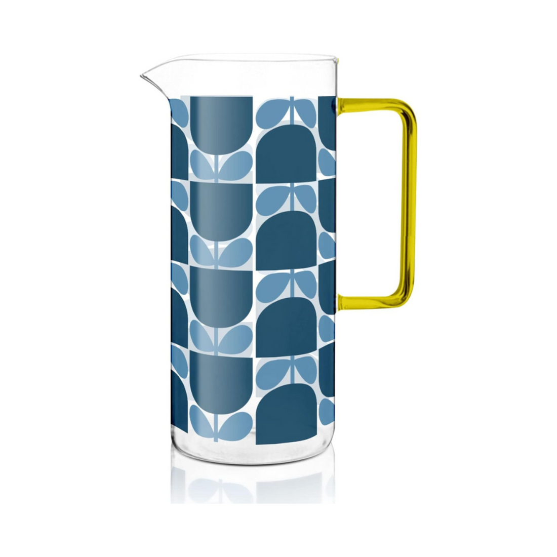 Orla Kiely Block Flower Glass Water Jug Navy Blue 1700ml