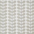 A close-up of a fabric pattern featuring a repeating vertical row of gray leaf-like teardrop shapes on a white background.