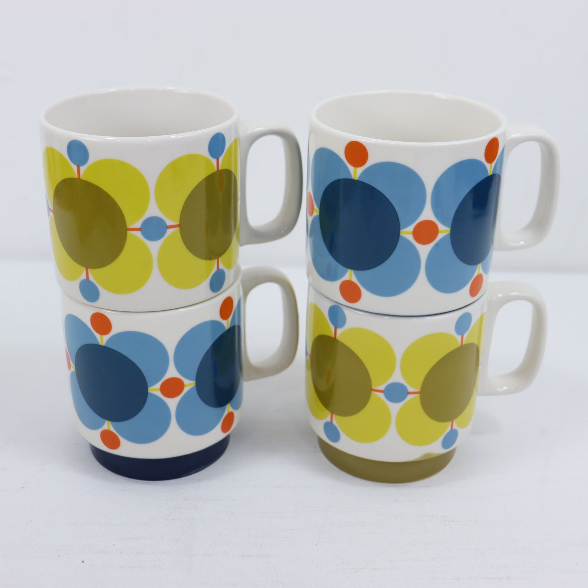 Orla Kiely Stackable Mugs Atomic Print Set of Four - SECONDS