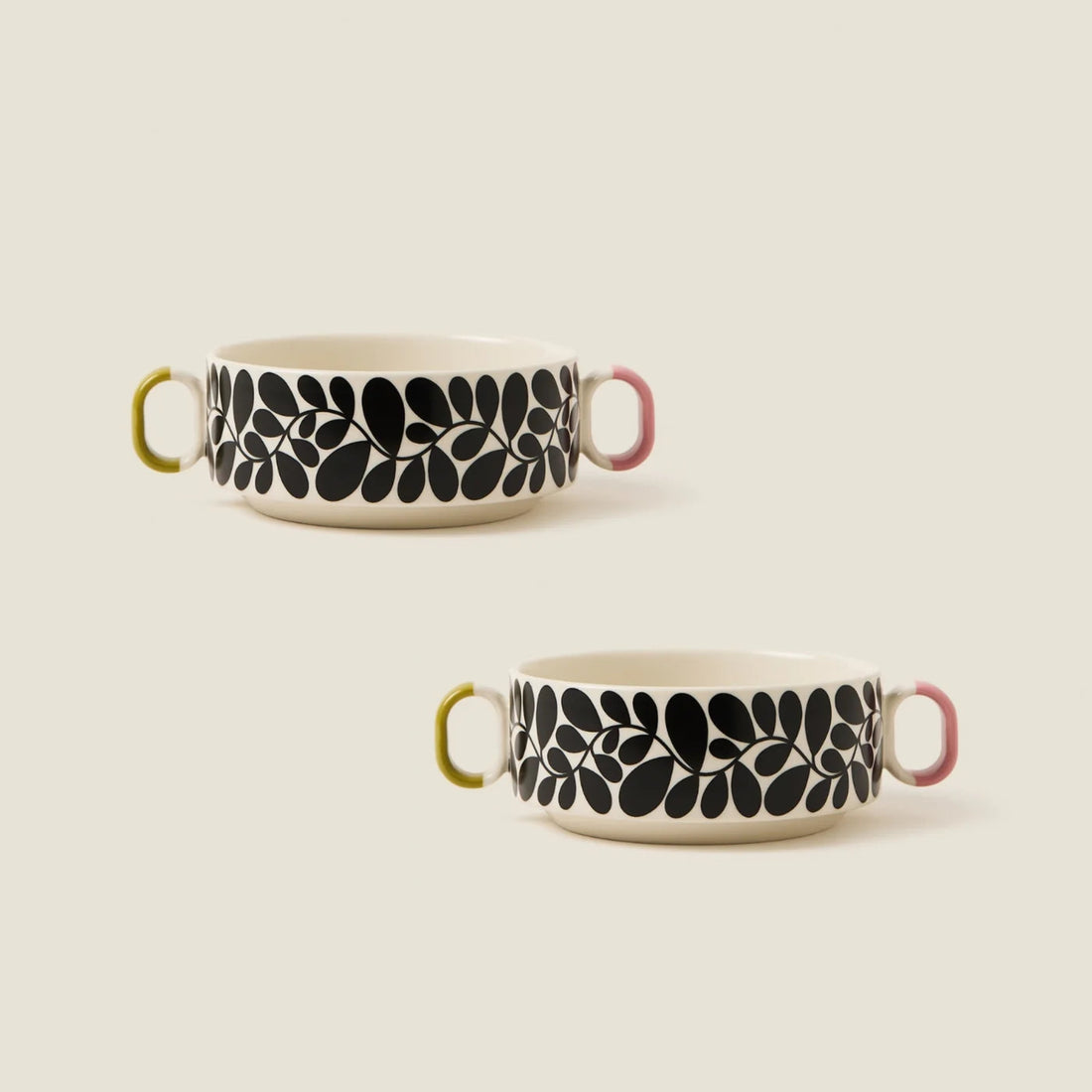Orla Kiely Sycamore Stripe Cereal Bowl Black Set of 2