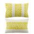 Two decorative pillows with yellow leaf pattern on a white background