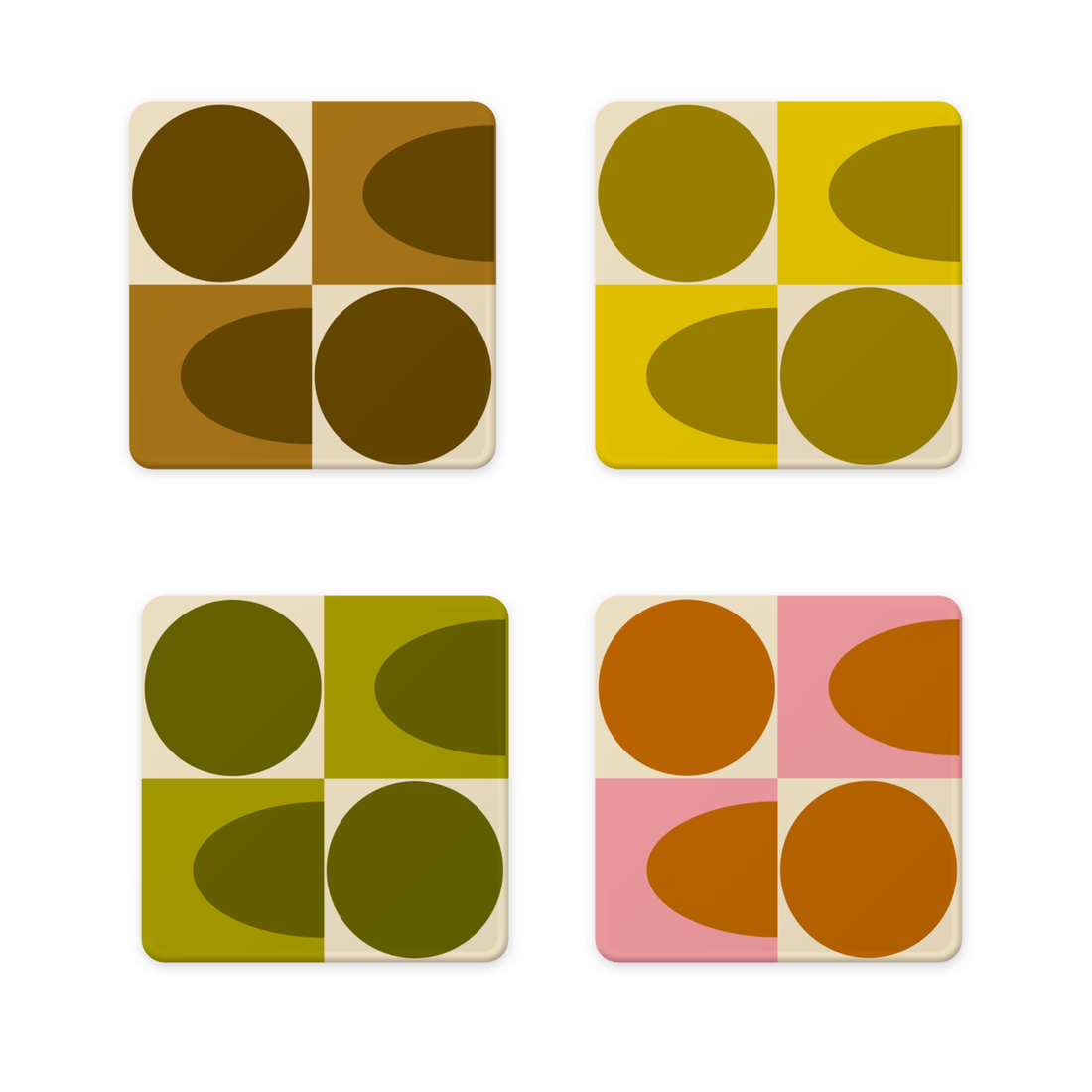 Orla Kiely Set of 4 Spot  Square Oval Coaster 