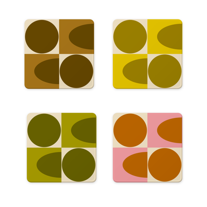 Orla Kiely Set of 4 Spot  Square Oval Coaster 