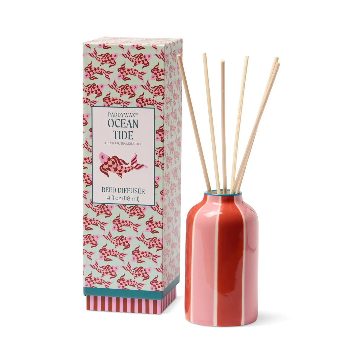 Paddywax Ocean Tide Reed Diffuser with packaging on a white background