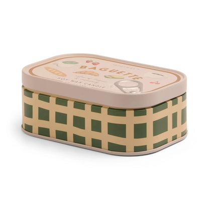 Rectangular tin box with green checkered pattern and &