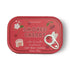 Red candle tin labeled &