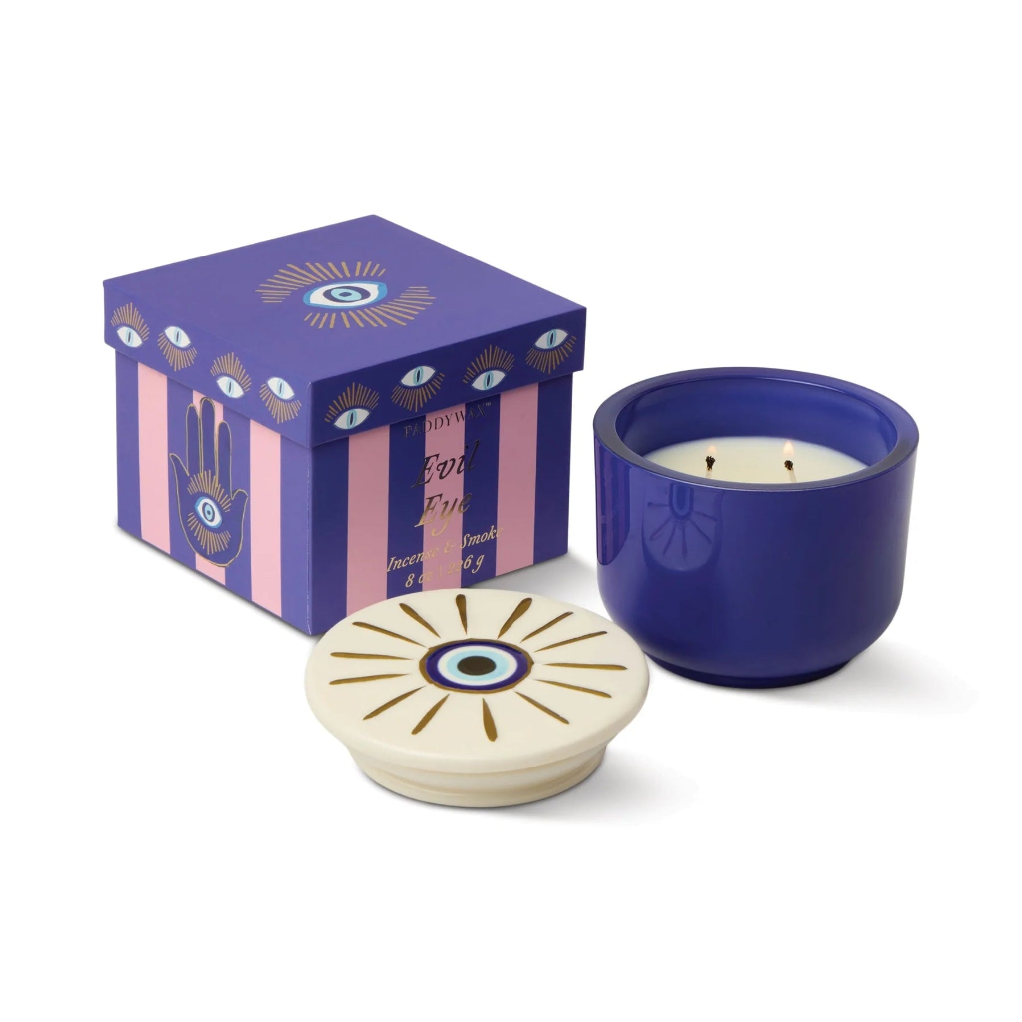 Paddywax Charmed Candle Incense &amp; Smoke 8oz Evil Eye