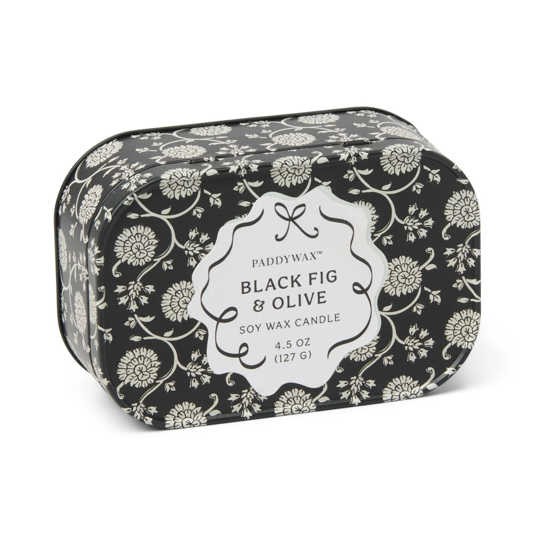 Candle tin with floral pattern and &