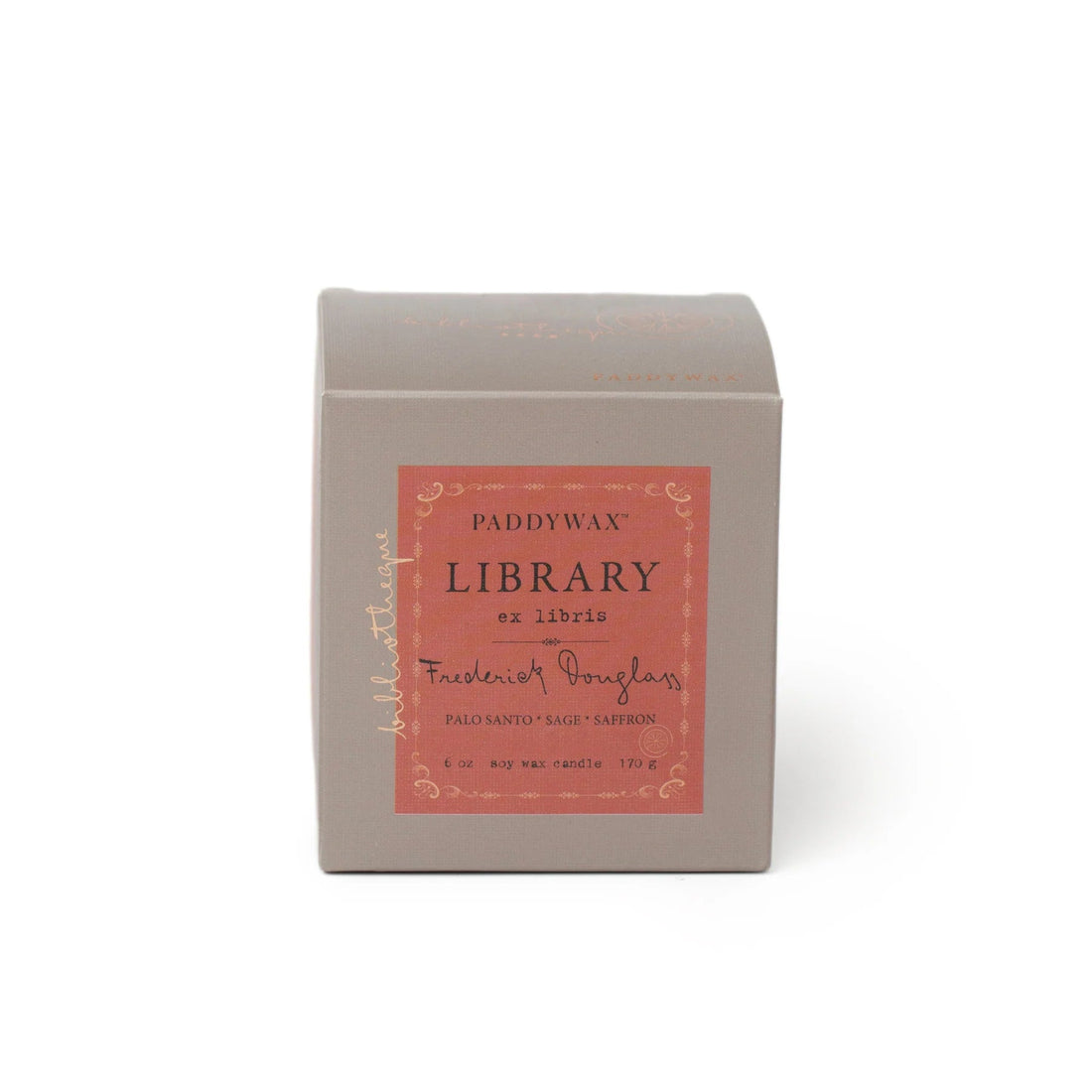 Paddywax Library candle packaging on a white background