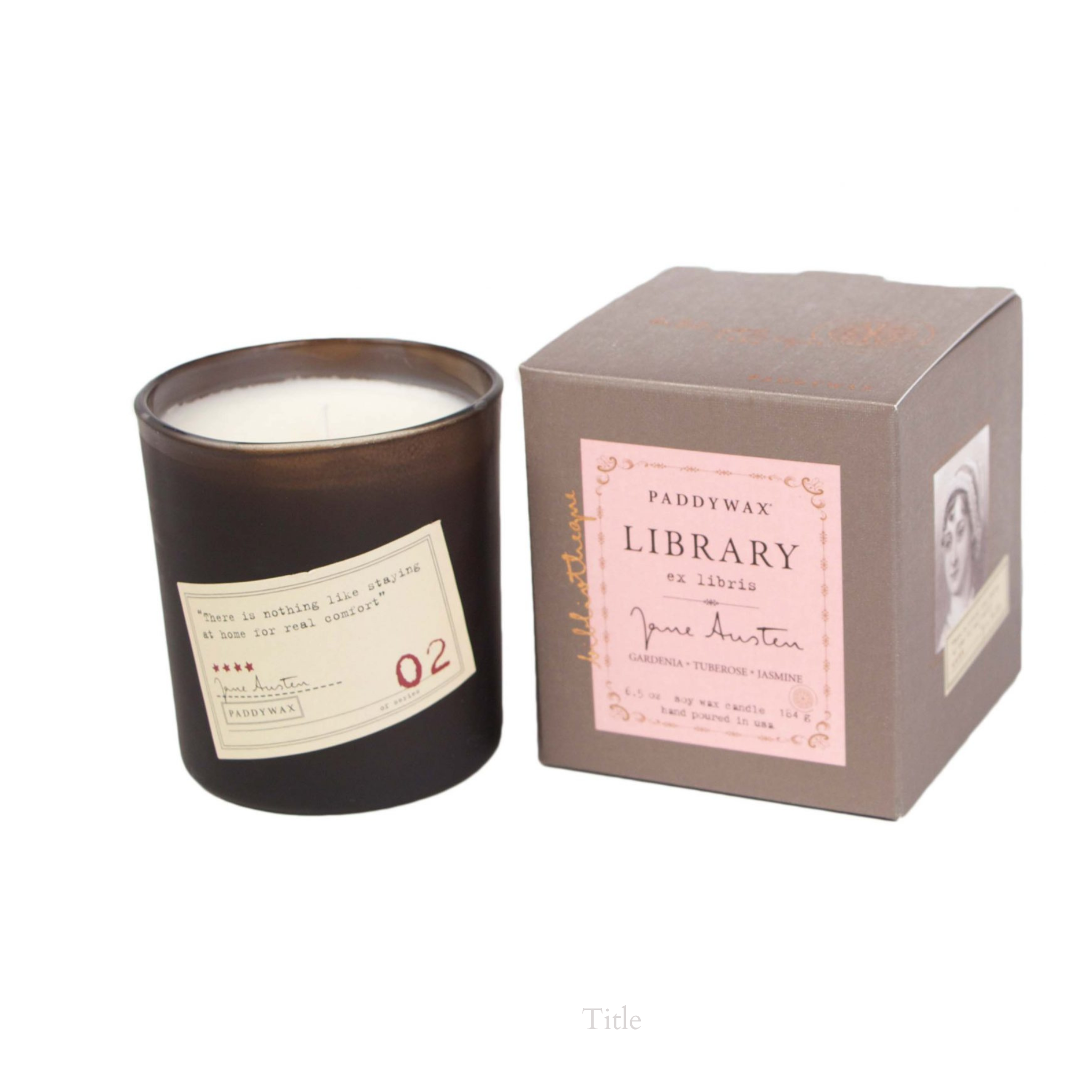 Paddywax Library Collection Jane Austen Candle 6oz, Gardenia Tuberose &amp; Jasmine