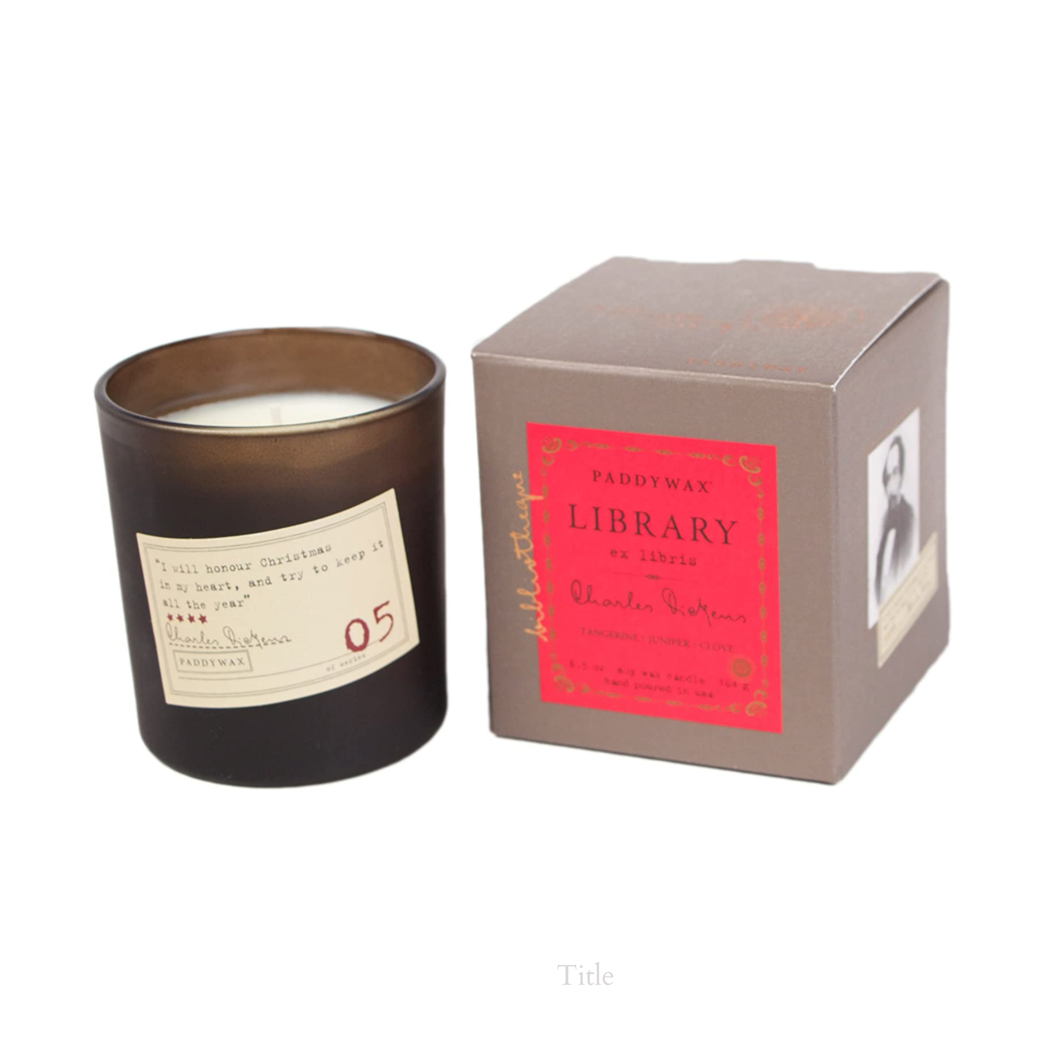 Paddywax Library Collection Tangerine, Juniper, Clove, Charles Dickens Soy Wax Candle 6oz