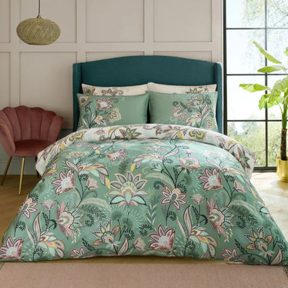 Sara Miller Passiflora Reversible Duvet Cover Set Light Stone Sage