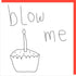 A white square graphic with a red border, featuring a simple black line drawing of a cupcake with a candle and the handwritten words &