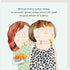 Illustration of two women with text about great women and humour on a light background