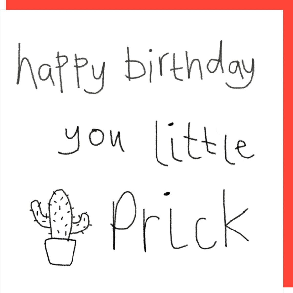A square white card or print with handwritten black text reading &