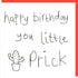 A square white card or print with handwritten black text reading &