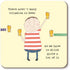 Illustration of a cartoon character holding beer glasses with humorous text on a yellow background