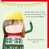 Illustration of a person wearing a Christmas sweater and crown with humorous text about Christmas tree timing.
