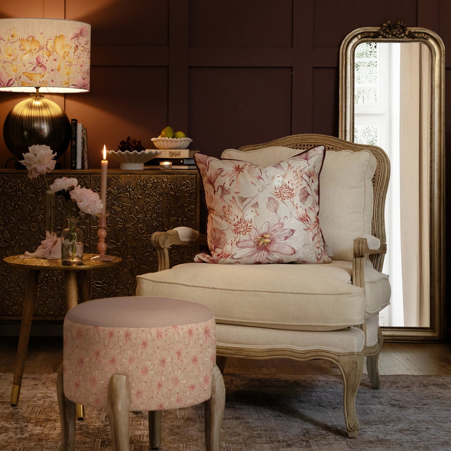 Voyage Maison Sybil Printed Piped Cushion Cover Primrose 50cm x 50cm