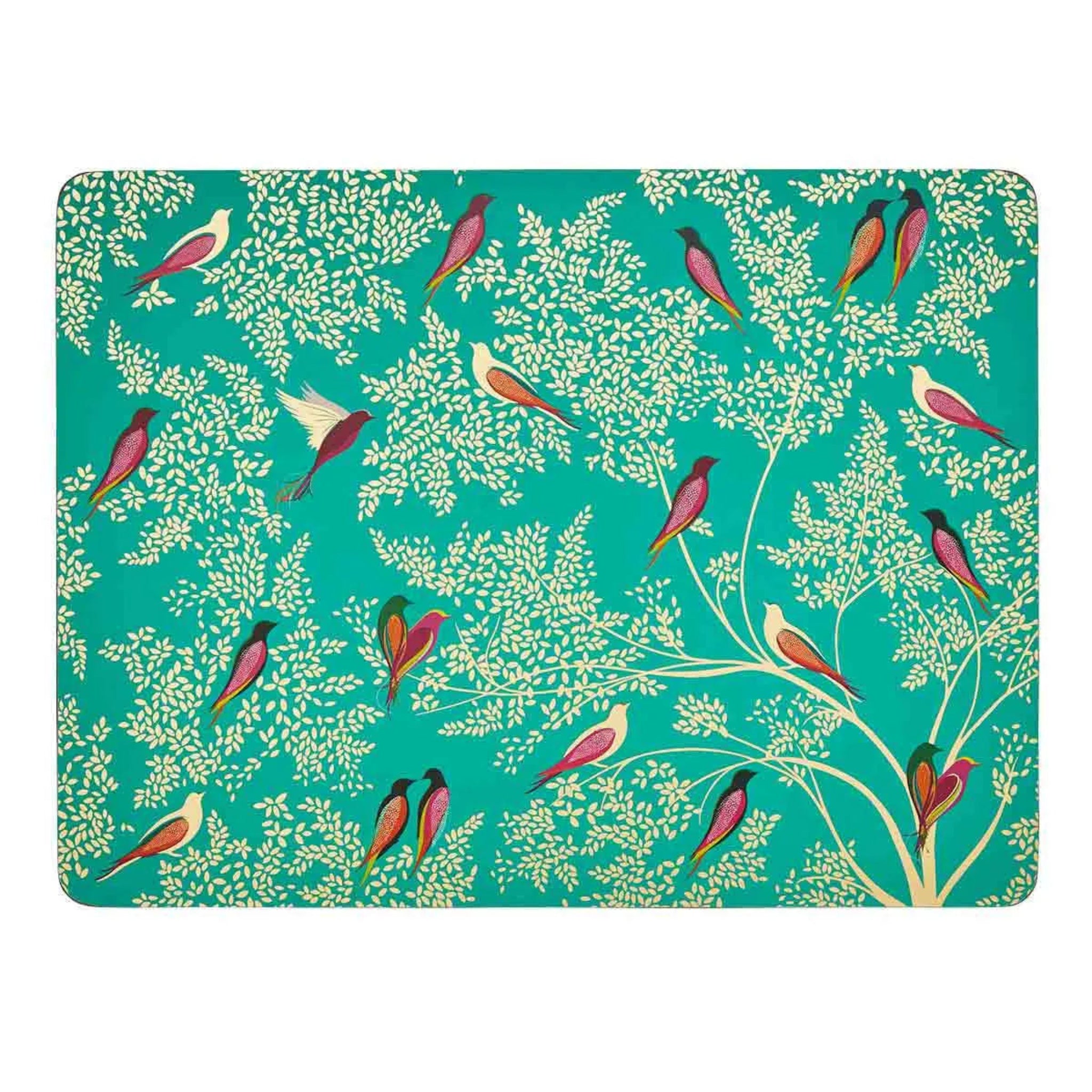 Sara Miller Set of 4 Bird Placemats Green