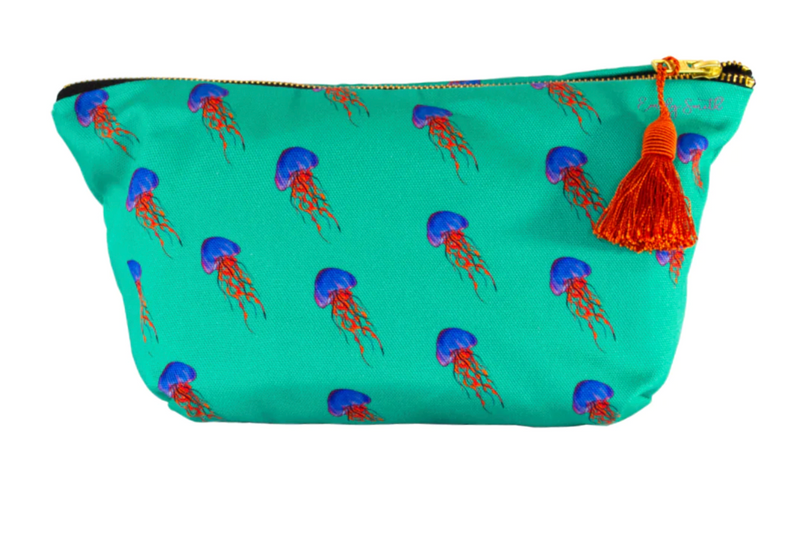 Emily Smith Jemima Cosmetic Bag Turquoise with Jellyfish