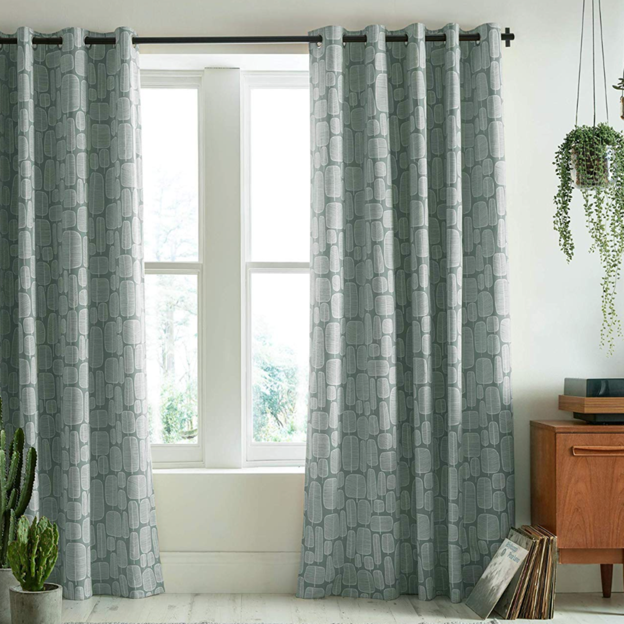 MissPrint Little Trees Seagrass Lined Curtains