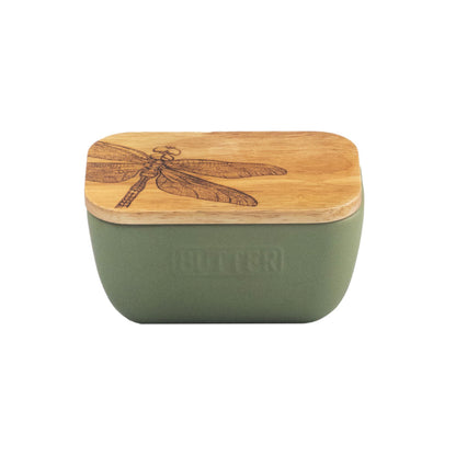 Selbrae House Dragonfly Ceramic Butter Dish - Sage Green