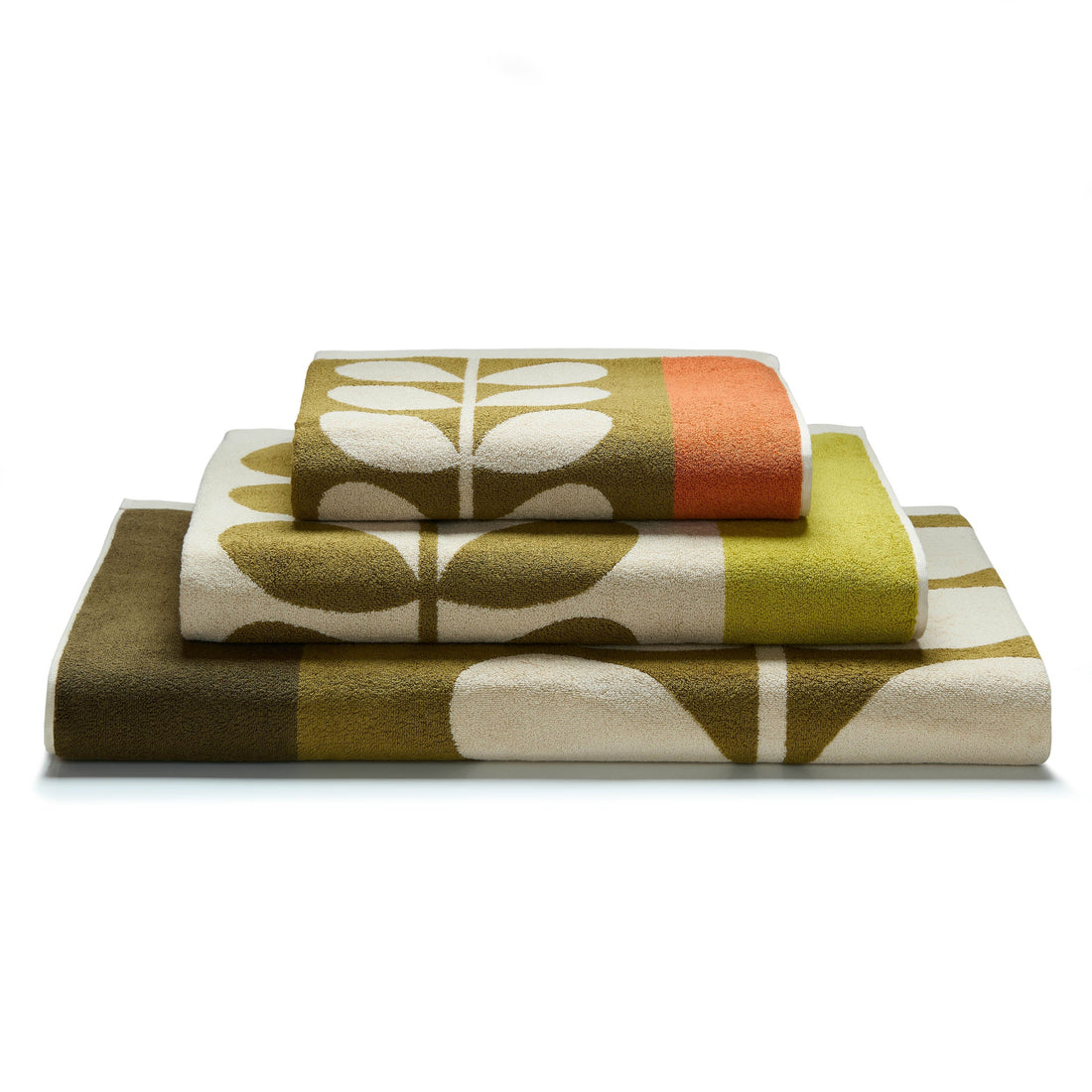 Orla Kiely Stem Check Bath Towels Hazel Ochre