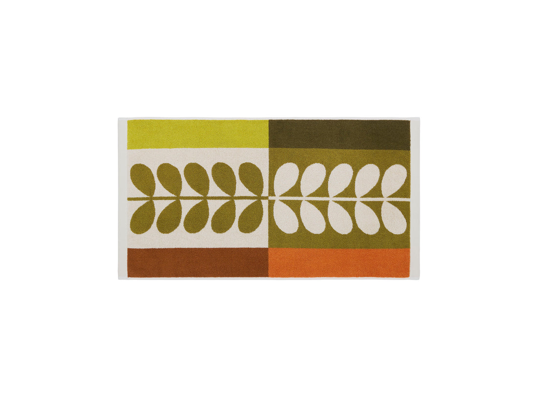 Orla Kiely Stem Check Bath Towels Hazel Ochre