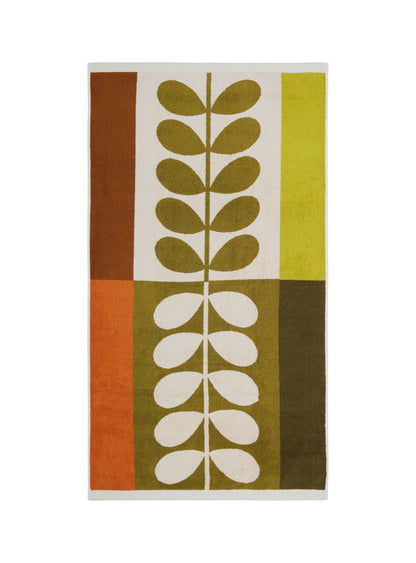 Orla Kiely Stem Check Bath Towels Hazel Ochre