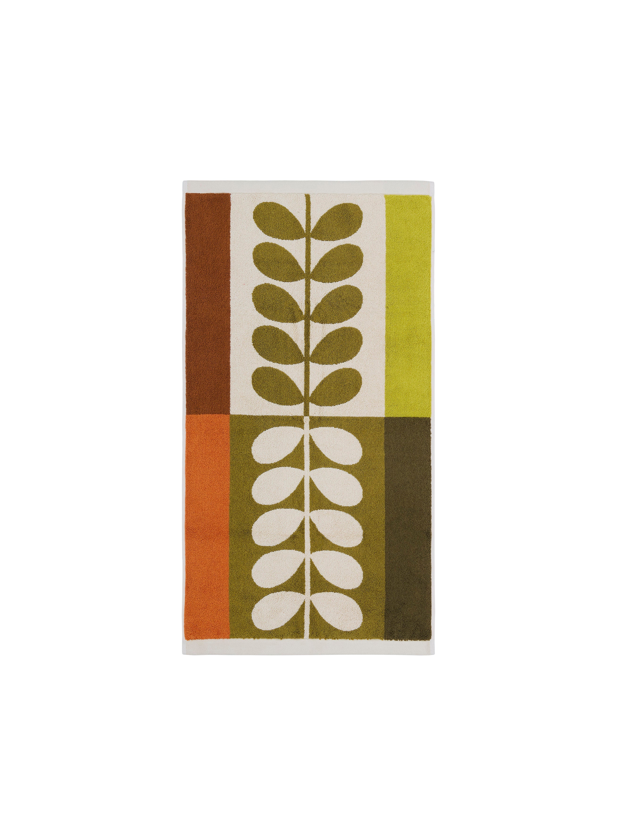 Orla Kiely Stem Check Bath Towels Hazel Ochre