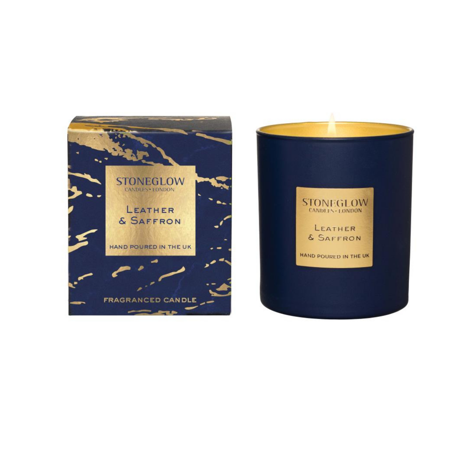 Stoneglow Luna Leather &amp; Saffron Tumbler Candle