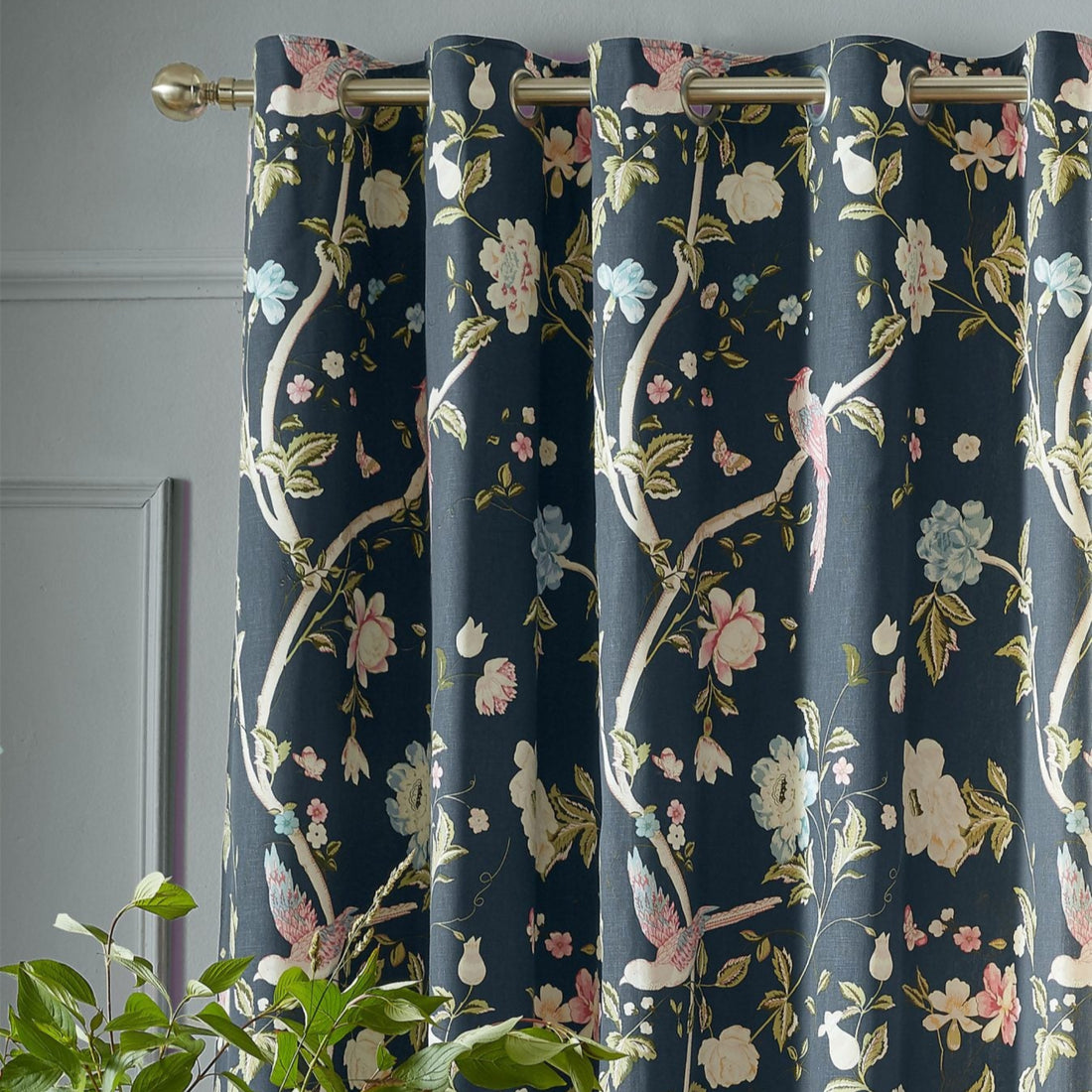 Laura Ashley Sumer Palace Eyelet Curtains Midnight