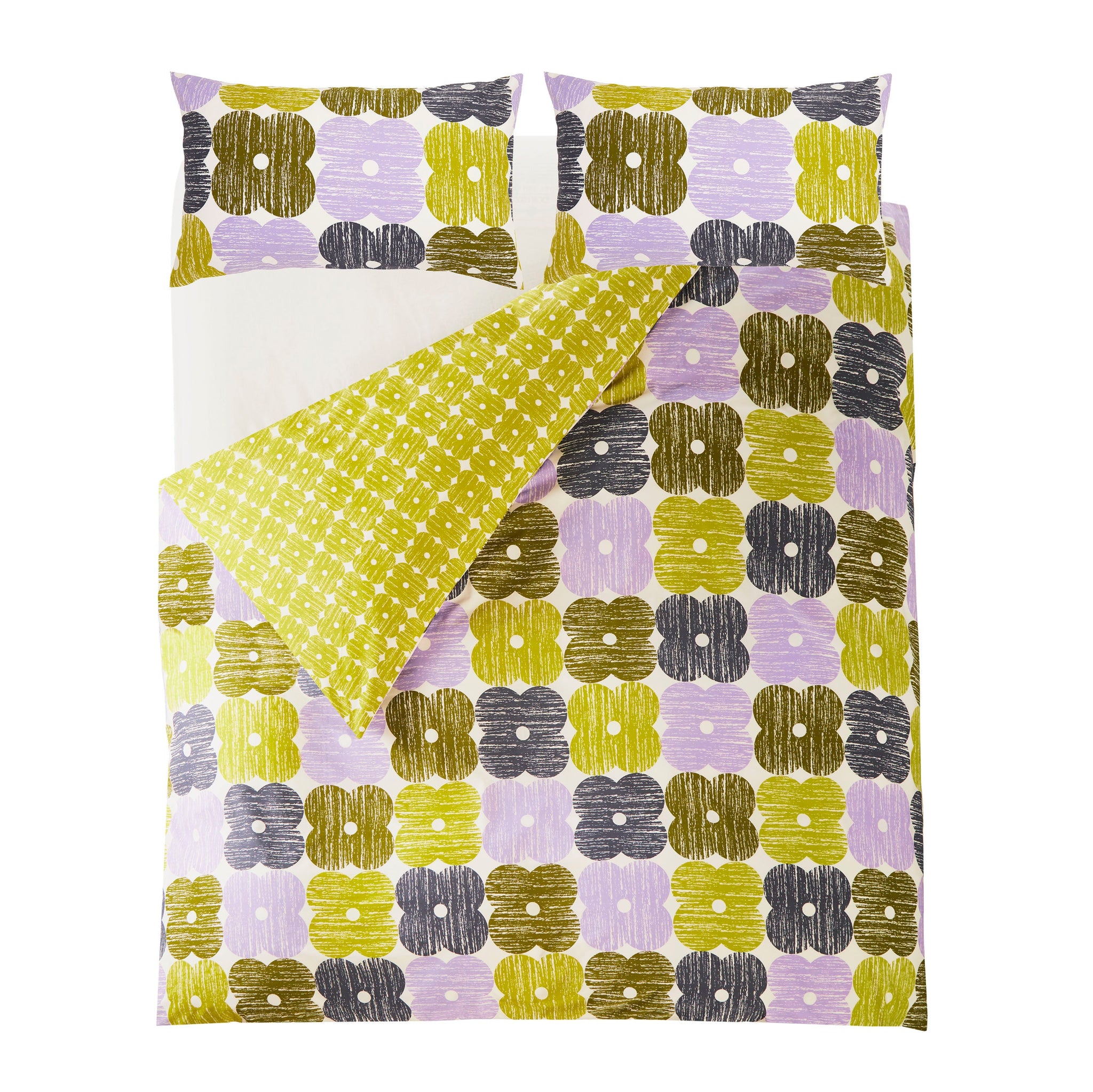 Orla Kiely Texture Flower Lilac Moss Duvet Cover Set