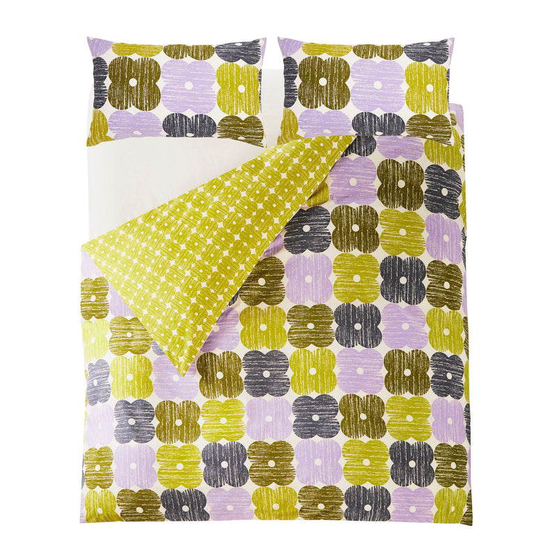 Orla Kiely Texture Flower Lilac Moss Duvet Cover Set