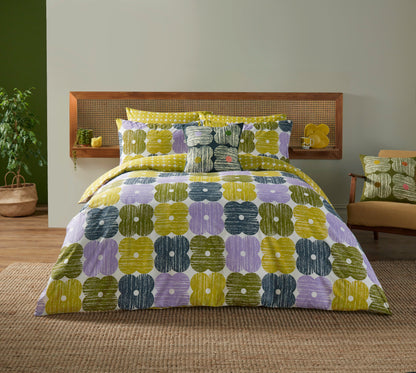 Orla Kiely Texture Flower Lilac Moss Duvet Cover Set