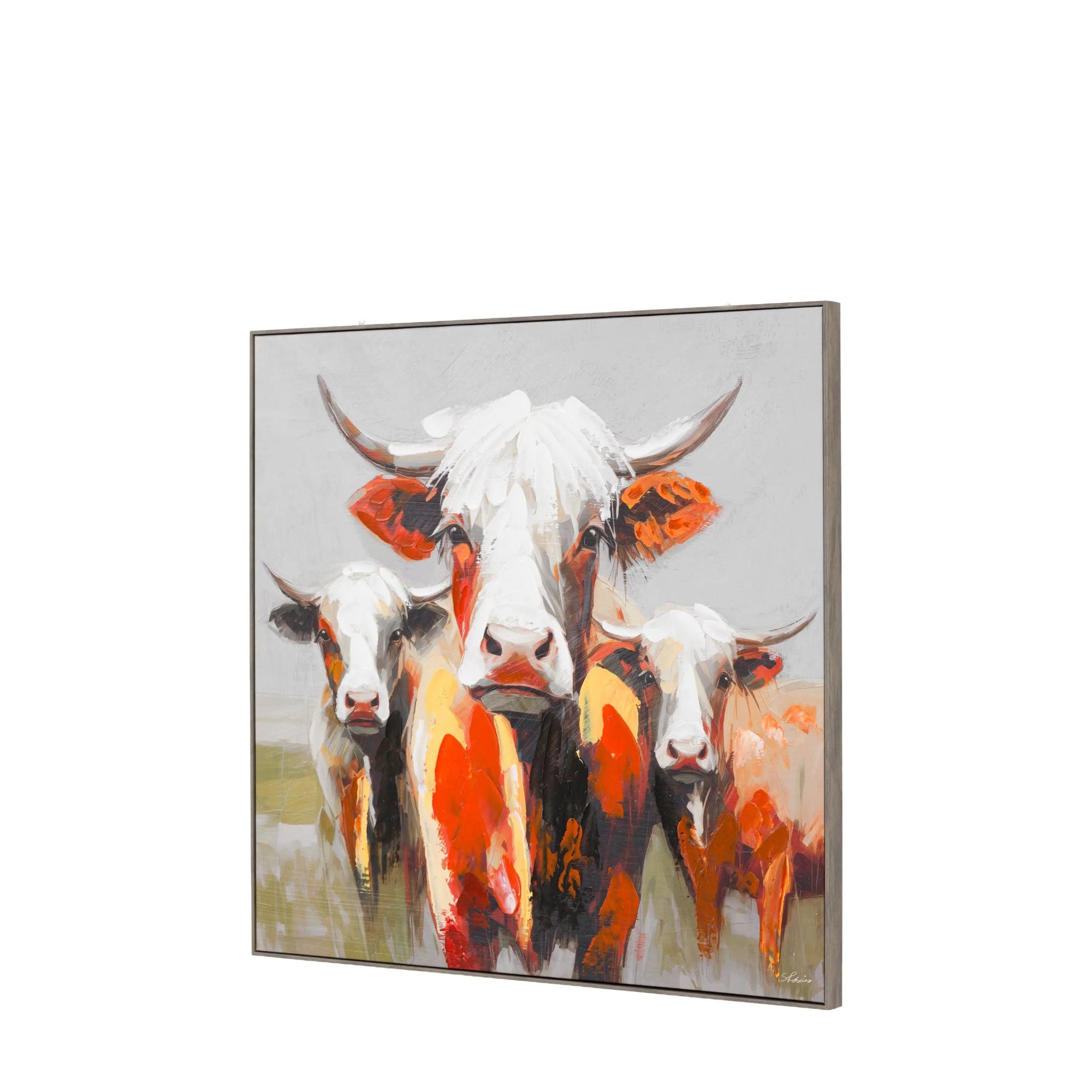 a painting of cows on a white background