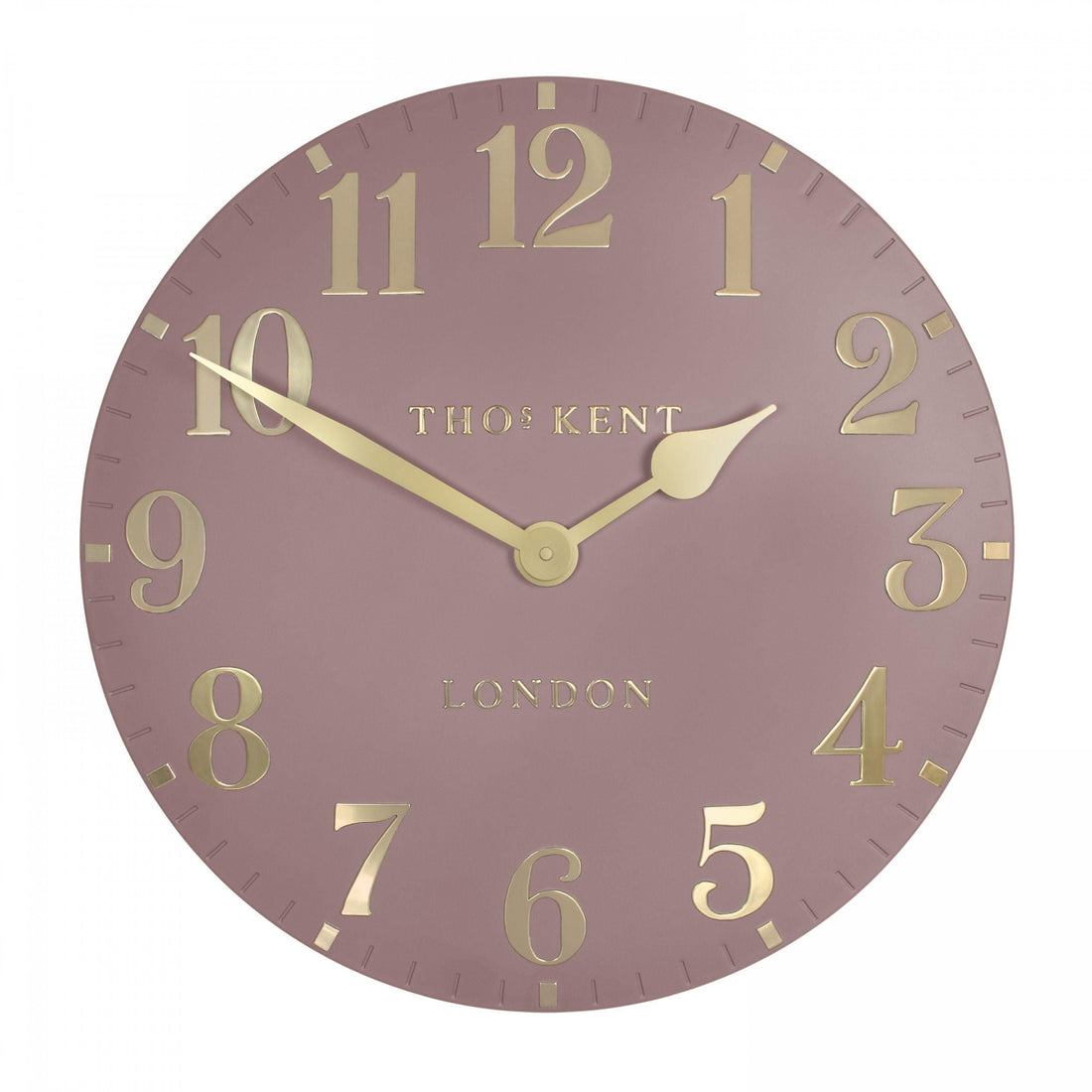 Round clock with gold numbers and &