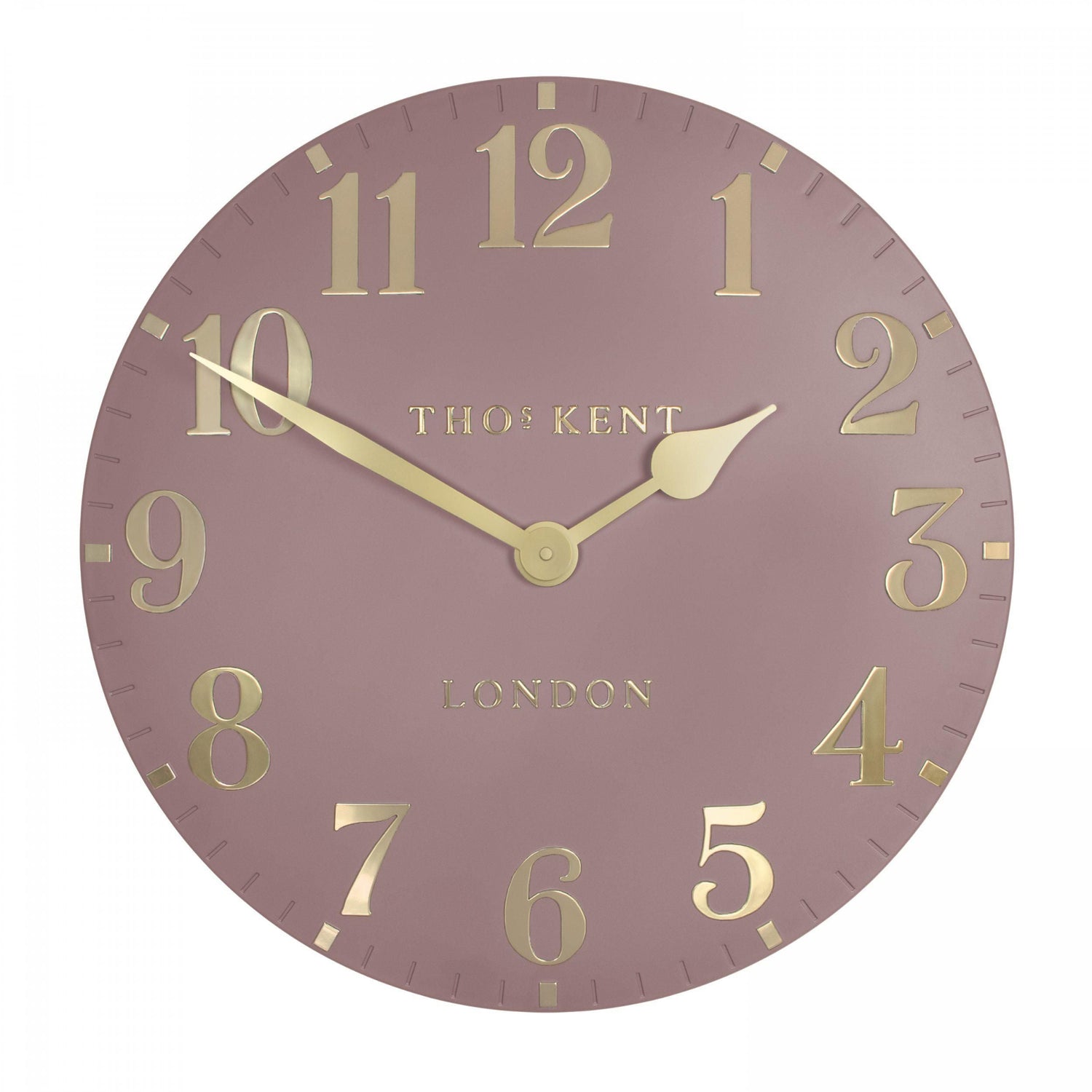 Round clock with gold numbers and &