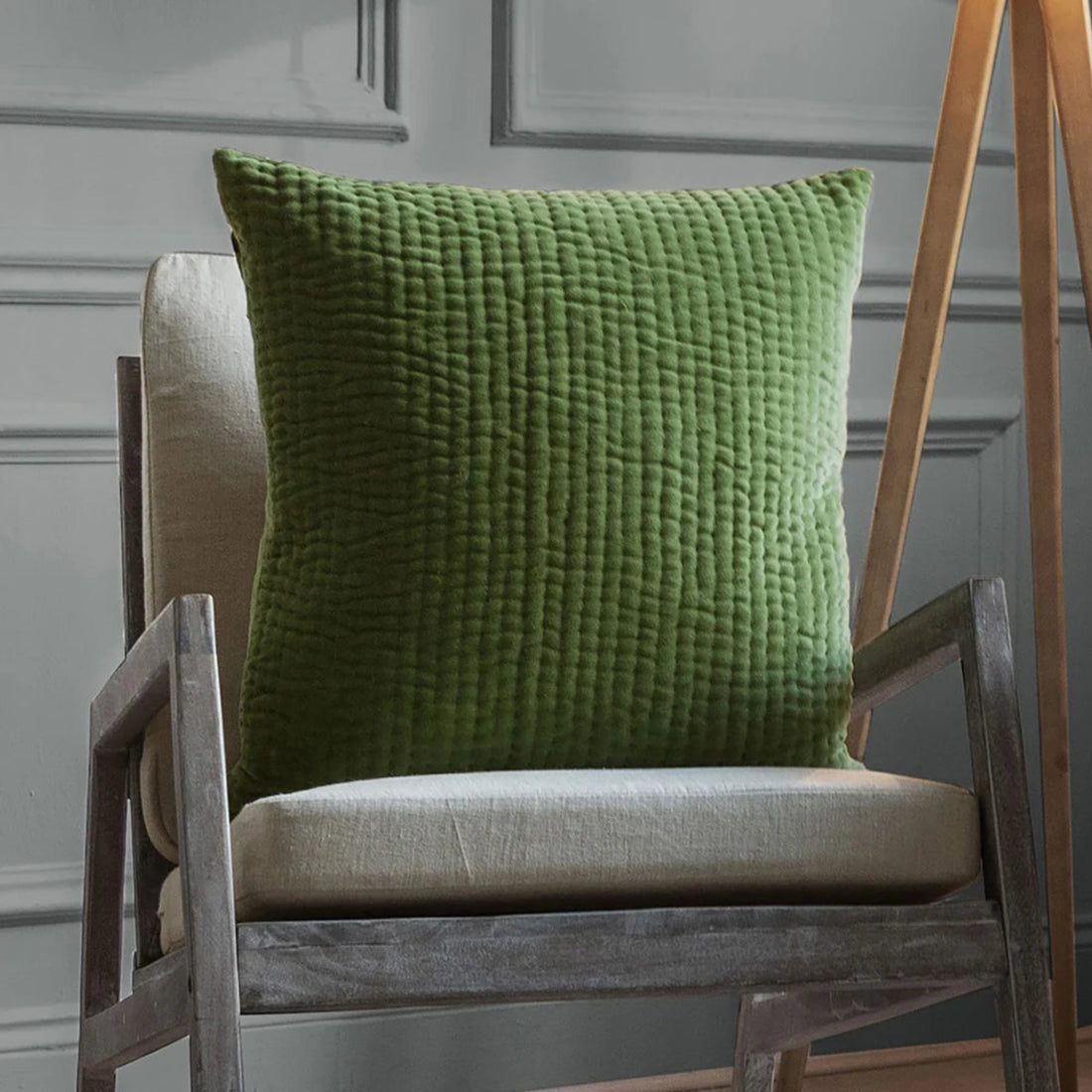 Voyage Maison Haze Embroidered Cushion Cover 50cm x 50cm Grass Green