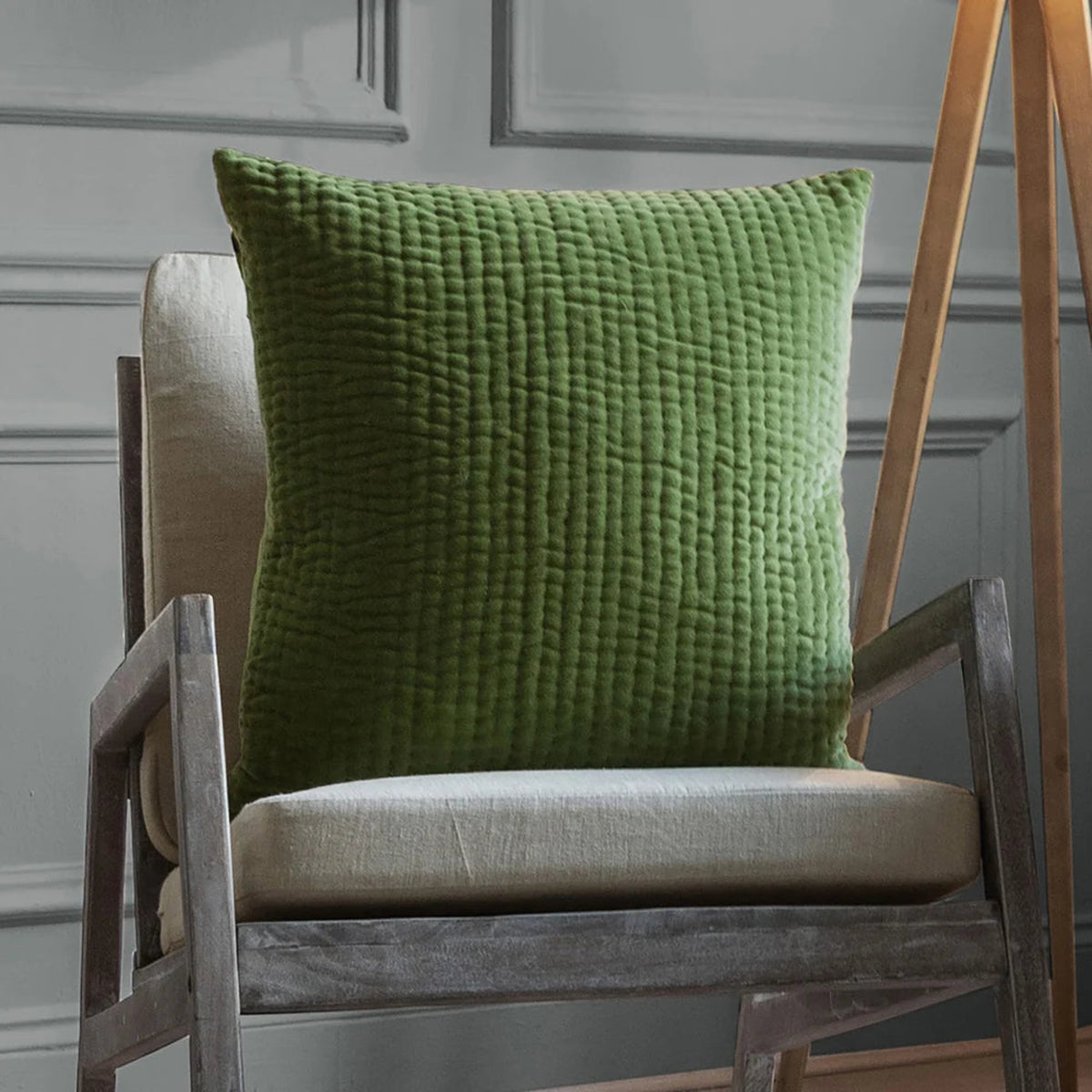 Voyage Maison Haze Embroidered Cushion Cover 50cm x 50cm Grass Green