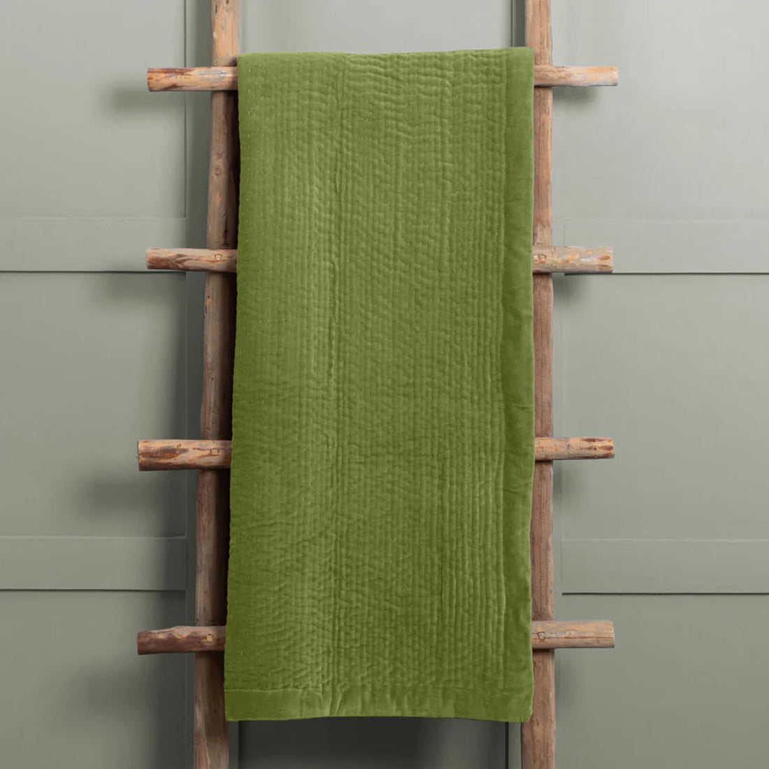 Voyage Maison Haze Velvet Quilted Throw Green Grass