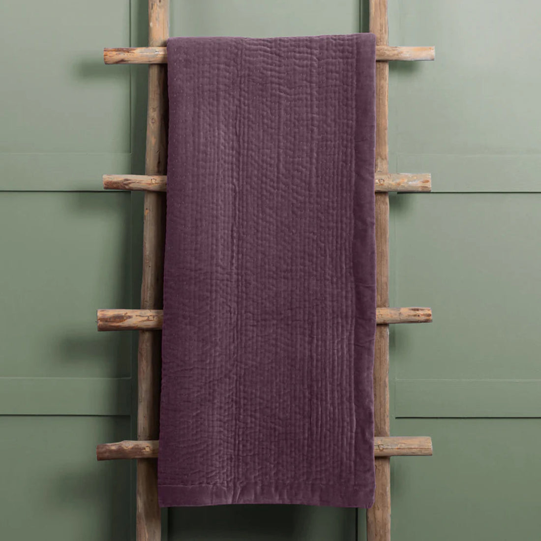 Voyage Maison Haze Velvet Quilted Throw Plum