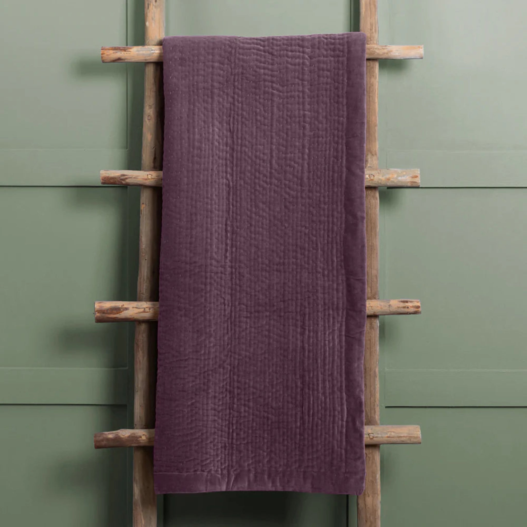 Voyage Maison Haze Velvet Quilted Throw Plum