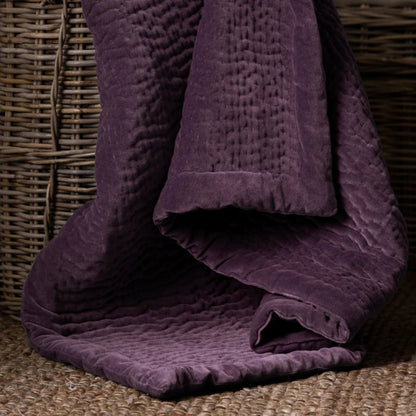 Voyage Maison Haze Velvet Quilted Throw Plum