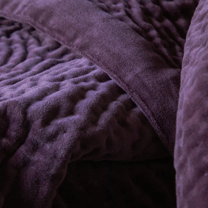 Voyage Maison Haze Velvet Quilted Throw Plum