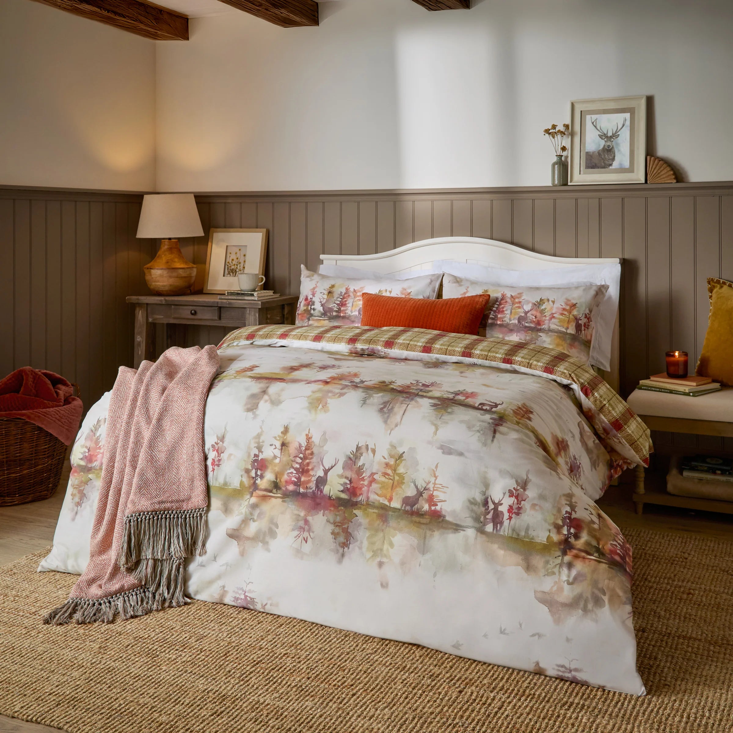 Voyage Maison Wilderness 100% Cotton Reversible Duvet Cover Set Plum